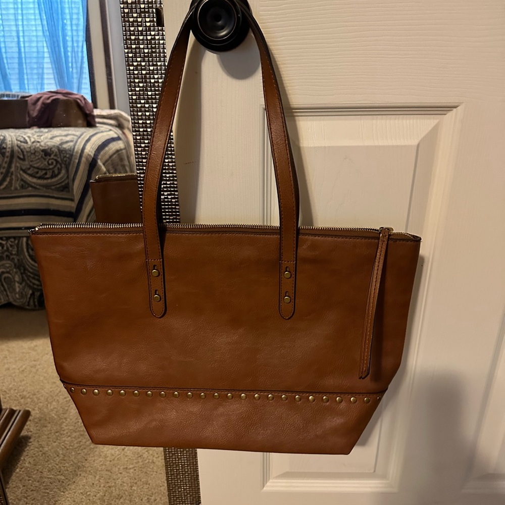 Fossil Brown Leather Tote
